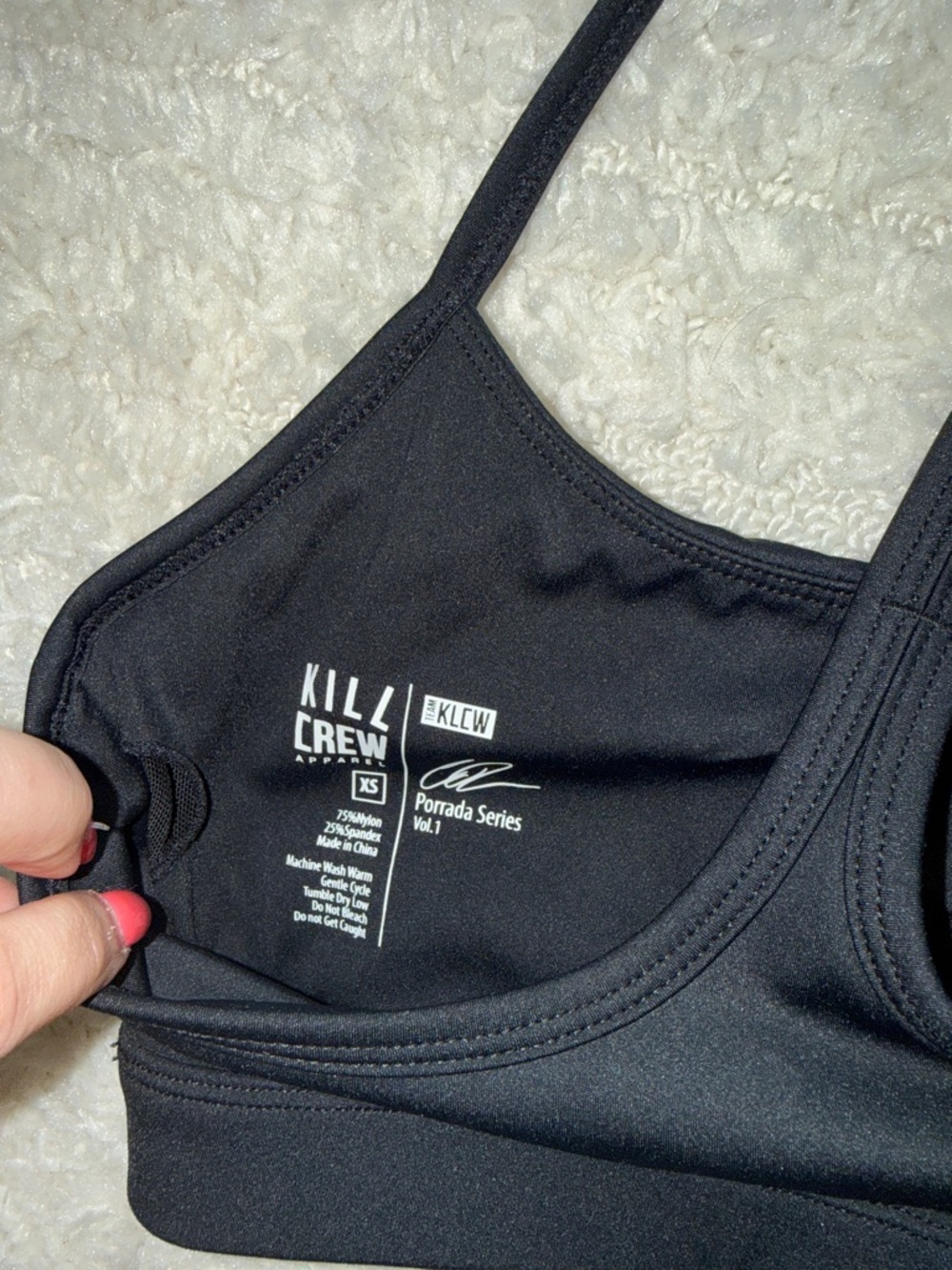 Kill Crew Classic Black Sports Bra with Hot Pink Logo - Women’s - Picture 3 of 7